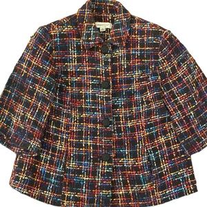 Coldwater Creek Tweed Coco 3/4 Sleeve Dinne Blazer Black Multicolor 6P 6 Petite